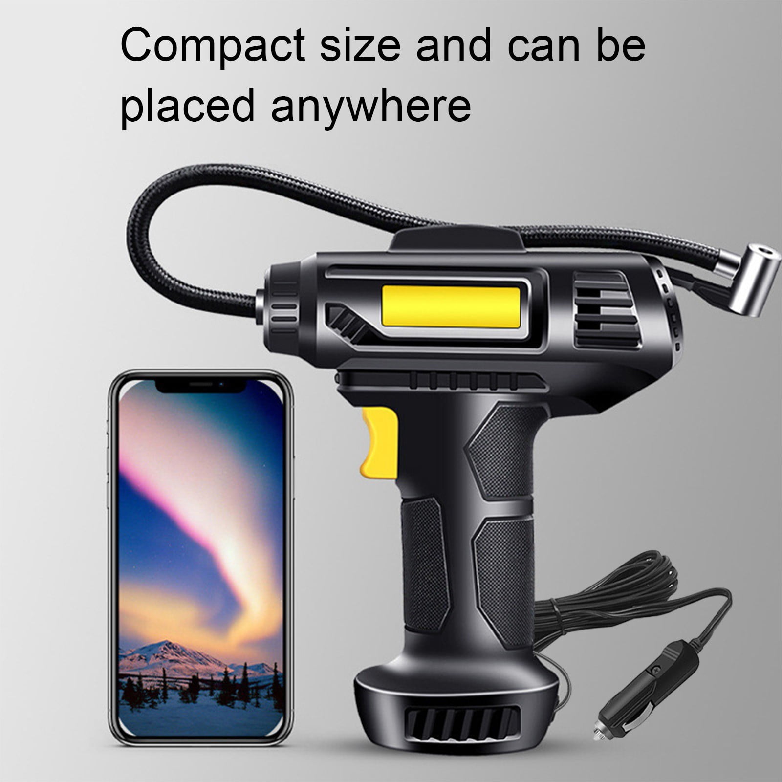 Bilqis Wired Pointer Car Inflator, Intelligent Car Pump, Portable AIr Compressor, Car Accessories, Tire Inflator, AIr Pump for Car Tires, Wired Pointer 12V Convenient Tyre Inflator