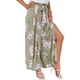 thumbnail image 1 of Pantalones largos de mujer Pantalones anchos de cintura alta Pantalones con nudo de corbata divididos en el muslo Pantalones casuales de verano Estampado floral de albaricoque XL, 1 of 7