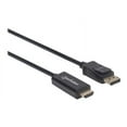 thumbnail image 4 of Manhattan DisplayPort 1.1 to HDMI Cable, 1080p@60Hz, 1m, Male to Male, DP With Latch, Black, Not Bi-Directional, Three Year Warranty, Polybag - Adapter cable - DisplayPort male latched to HDMI male - 3.3 ft - black - molded, 1080p support, 4 of 5