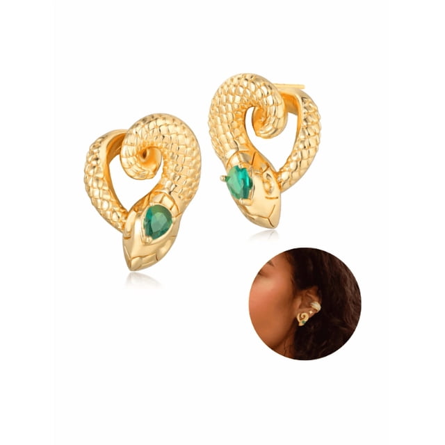 Aretes Serpiente Dorada En Forma De Corazón
