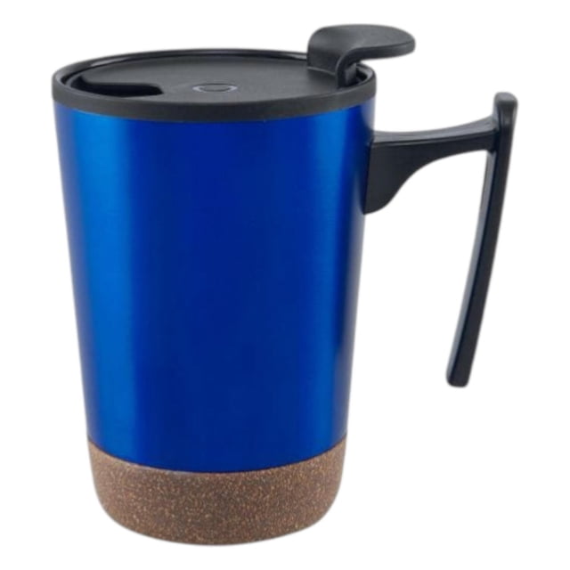 Taza doble pared acero/corcho con tapa 300 ml-kilia azul 8.5 x 12