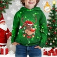 thumbnail image 2 of Tfken Christmas Sweatshirt For Boys Size3-14 Years Fleece Long Sleeve Hooded Hoodies Daily Wear Cartoon Print Dark Green Tops, 2 of 5