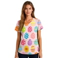 thumbnail image 3 of Women's V-Neck Short Sleeve Easter Bunny Print Scrub Tops - Medical Workwear for Easter & Daily Shift, 3 of 5