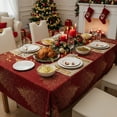 thumbnail image 5 of Christmas Tablecloth, Rectangular Washable Waterproof Oil-Resistant Table Cover for Holiday Party Dining Decor Kitchen Table(Red), 5 of 6