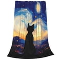 thumbnail image 2 of Fotbe Cat Under Starry Skies Manta de Franela Acolchonada con Estampado, Súper Suave y Esponjosa, Extra Grande para Sofá, Cama, Uso Todo el Año-80"x60", 2 of 7