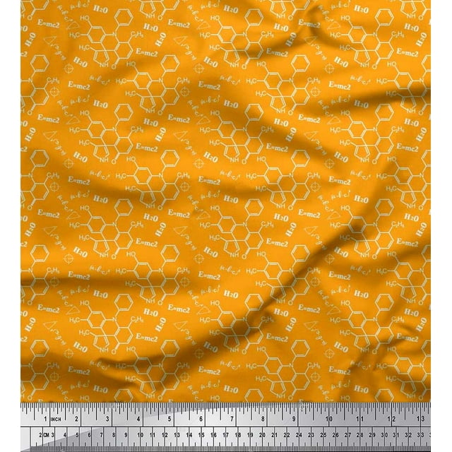 Soimoi Moss Georgette Fabric Chemical Formula Education Theme Print Fabric by Yard 42 Inch Wide