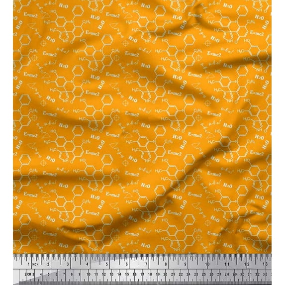 Soimoi Rayon Crepe Fabric Chemical Formula Education Theme Print Sewing Fabric Yard 46 Inch Wide