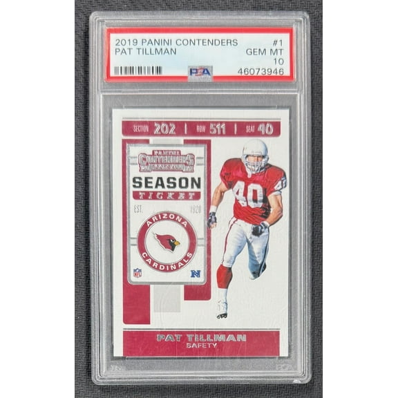 Pat Tillman 2019 Panini Contenders Football Card #1 Graded PSA 10 Cert # 46073946