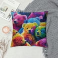 thumbnail image 2 of PRATYUS Decorative Couch Throw Pillow Covers, Square Set Cushion Case, Soft Couch Pillow Covers - Colorful Bears White, 2 of 5