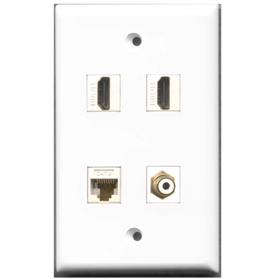 Ultra Spec Cables 2 Port HDMI 1 Port RCA Yellow 1 Port Cat6 Ethernet Wall Plate