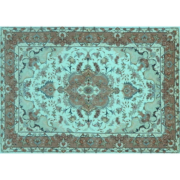 Ahgly Company Indoor Rectangle Persian Light Blue Traditional Area Rugs, 5' x 7'