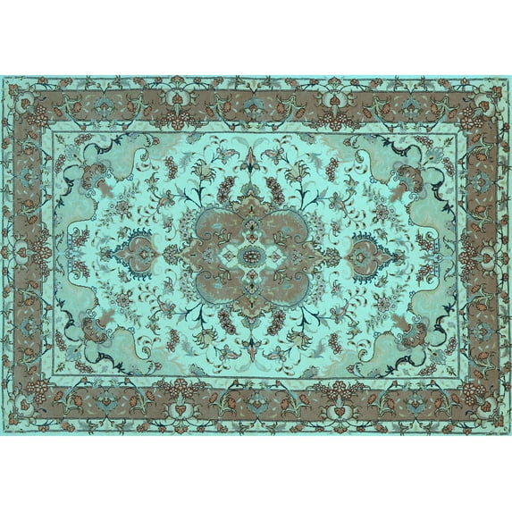 Ahgly Company Indoor Rectangle Persian Light Blue Traditional Area Rugs, 7' x 9'