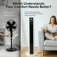 thumbnail image 5 of KISSAIR 35" Oscillating Tower Fan, Bladeless Floor Fan with Remote, 4 Modes & 3 Speeds, 12H Timer, Quiet & Family-Safe, LED Display, 85° Wide Cooling for Bedroom & Home  (Black - White mix), 5 of 9