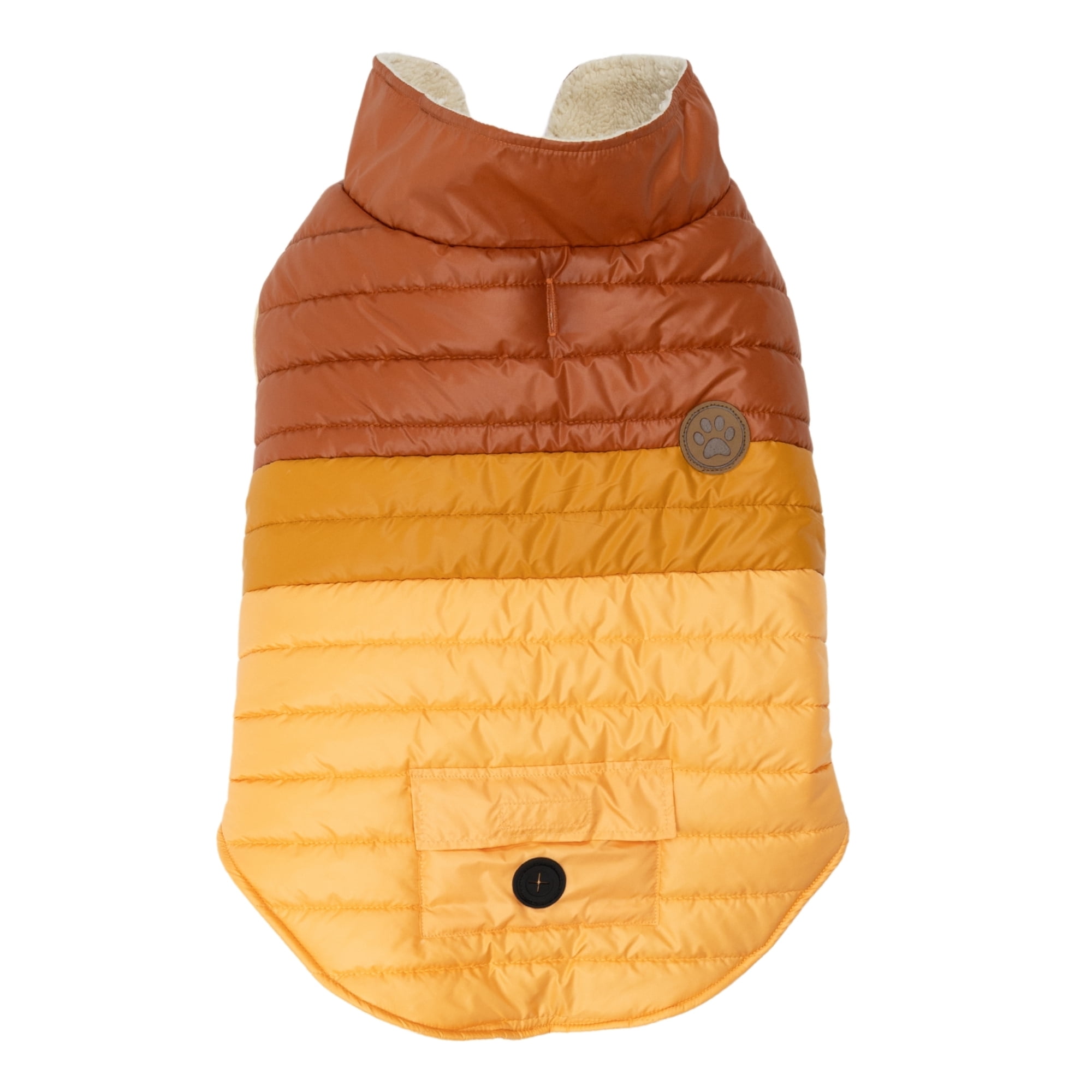 Vibrant Life Winter Puffer Coat for Cats & Dogs, Brown and Orange, Extra Small