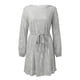 thumbnail image 5 of Vestido de fiesta con lentejuelas, cordones y encaje, manga larga, largo por encima de la rodilla, elegante, poliéster, ropa formal., 5 of 6