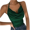 thumbnail image 1 of Camiseta sin mangas para mujer, camisola, camisetas sin mangas, informal, erógena, a la moda, con cuello Halter, camiseta con cuello apilado, blusa con tirantes pequeños Odeerbi ODB-5, 1 of 5