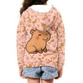 thumbnail image 4 of chaqlin Capybara Hoodies for Girls 14-16 Cute Zip up Hooded Sweartshirt Flower Full Zipper Hoodie Jacket Lightweight Loose Sports Coat with Pocket, 4 of 5