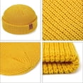 thumbnail image 3 of Viworld Women Men Mini Fisherman Beanie Hat Winter Warm Knitted Ribbed Docker Skull Cap,Yellow, 3 of 6