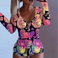 thumbnail image 4 of Mono corto con solapa abotonada funcional estampado con botones para mujer a la moda para adultos Pompotops ulkah936514, 4 of 5