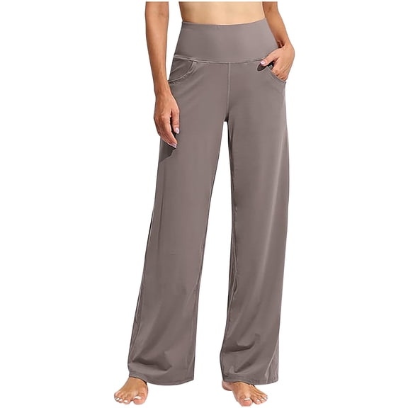 cFmduc Wide Leg Pants for Women Yoga Pants with Pockets Elastic Waist Straight Stretch Loose Casual Lounge Sweatpants