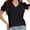 Black, variant on Women's V Neck Tops Puff Sleeve with Swiss Dot T-Shirts Summer Casual Loose Tshirts