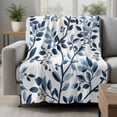 thumbnail image 2 of Navy Blue Botanical Blanket Soft Cozy Warm Throw Blanket for Couch, Plush Fuzzy Flannel Fleece Blankets for Sofa, Summer Spring Leaves Bed Blankets Lightweight Gifts for Women, 40"x50", 2 of 9