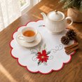 thumbnail image 4 of Cififendec Christmas Embroidered Placemat, 11.81", Christmas Scalloped Edge Table Mat for Candle Centerpiece Arranging and Tabletop Decoration, 4 of 6