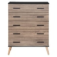 thumbnail image 2 of Eli Mid-Century Modern 5 Drawer Chest in Black & Sonoma Oak, 2 of 7