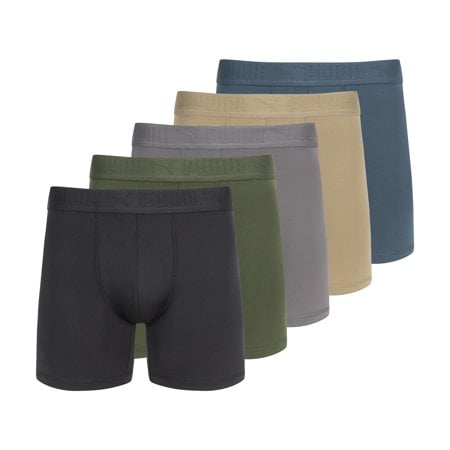 Puma Men'S 5 Pack Performance Boxer Briefs, Olive/Blue/Black