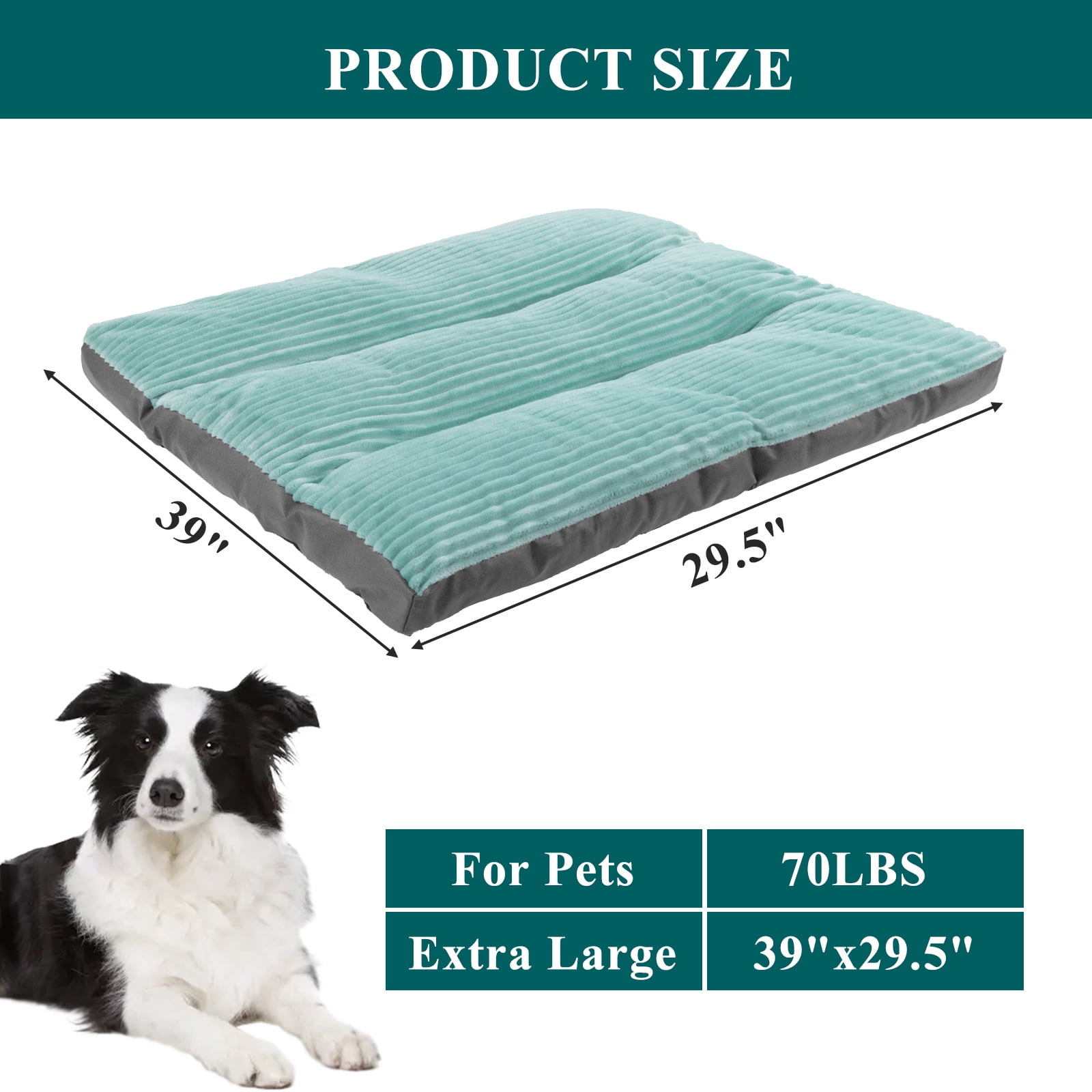 Vaukki Dog Bed with Non Slip Bottom,Removable Machine Washable Soft Plush Dog Crate Bed,39"x29.5",Green