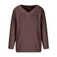 thumbnail image 5 of Women's Fashion Casual Solid Color Sweater Set Head V Neck Warm Long-sleeved Sweater for Fall Winter Layering and Comfort,Coffee,5XL, 5 of 7