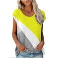 thumbnail image 1 of EQWLJWE Hauts d'Été pour Femmes Hauts pour Femmes Liquidation Femmes Décontracté Imprimé Manches Courtes Col Rond Chandail Blouse T-shirt Hauts, 1 of 6