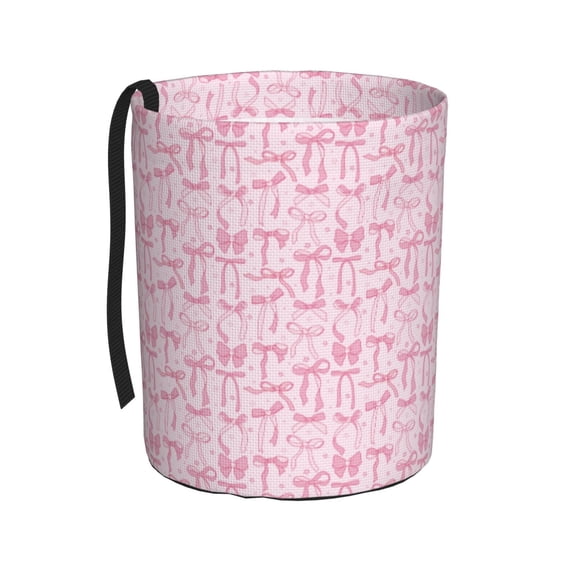 Honeii Ribbon Bow Print Waterproof Car Trash Can,Waterproof Portable Collapsible Trash Can,Garbage Container fits Most Cars,SUVs,and Trucks