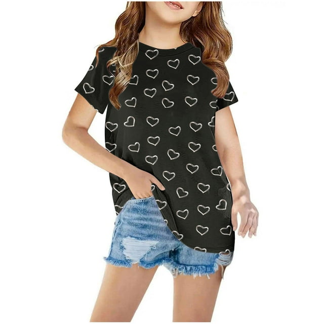 COM1950s Shorts pour Filles, Crop Tops Mignons, T-Shirts pour Enfants Manches Courtes T-Shirt Graphique Col Rond Crop Top pour 3-14 Ans Filles et Garçons T-Shirt Tee, Crop Tops pour Enfants, Shorts Garçon Tout-Petit
