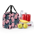 thumbnail image 4 of Rateoe Rose Flowers Pattern Insulated Lunch Bag with Thick Aluminum Foil Lunch Tote Bag with Front Pocket for Men and Women, Ideal for Work, School, Picnics, and Travel, 4 of 5