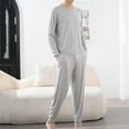 thumbnail image 4 of Luxalzxs Pajama Sets for Men 2 Piece Long Sleeve Shirts and Pants Set Lightweight Soft Cotton Sleepwear Nightwear Loungewear Pjs Lounge Set with Pockets, 4 of 7