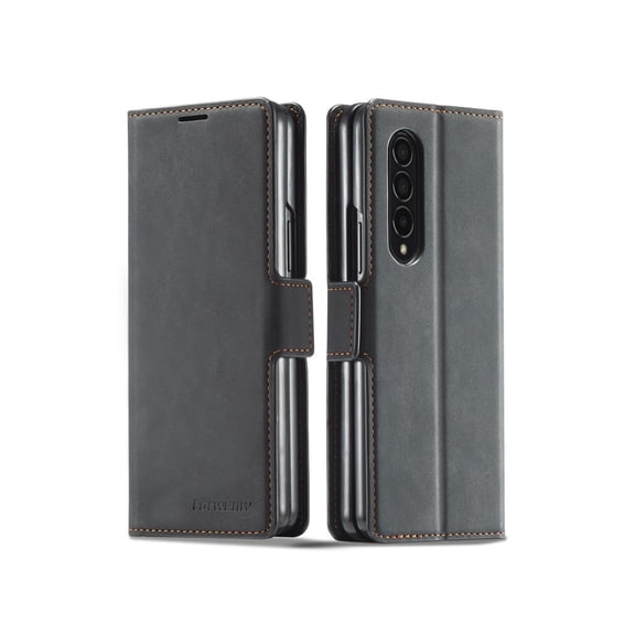 Samsung Galaxy Z Fold 4 5G Case, Premium PU Leather Cover TPU Bumper with Card Holder Kickstand Magnetic Shockproof Flip Wallet Case