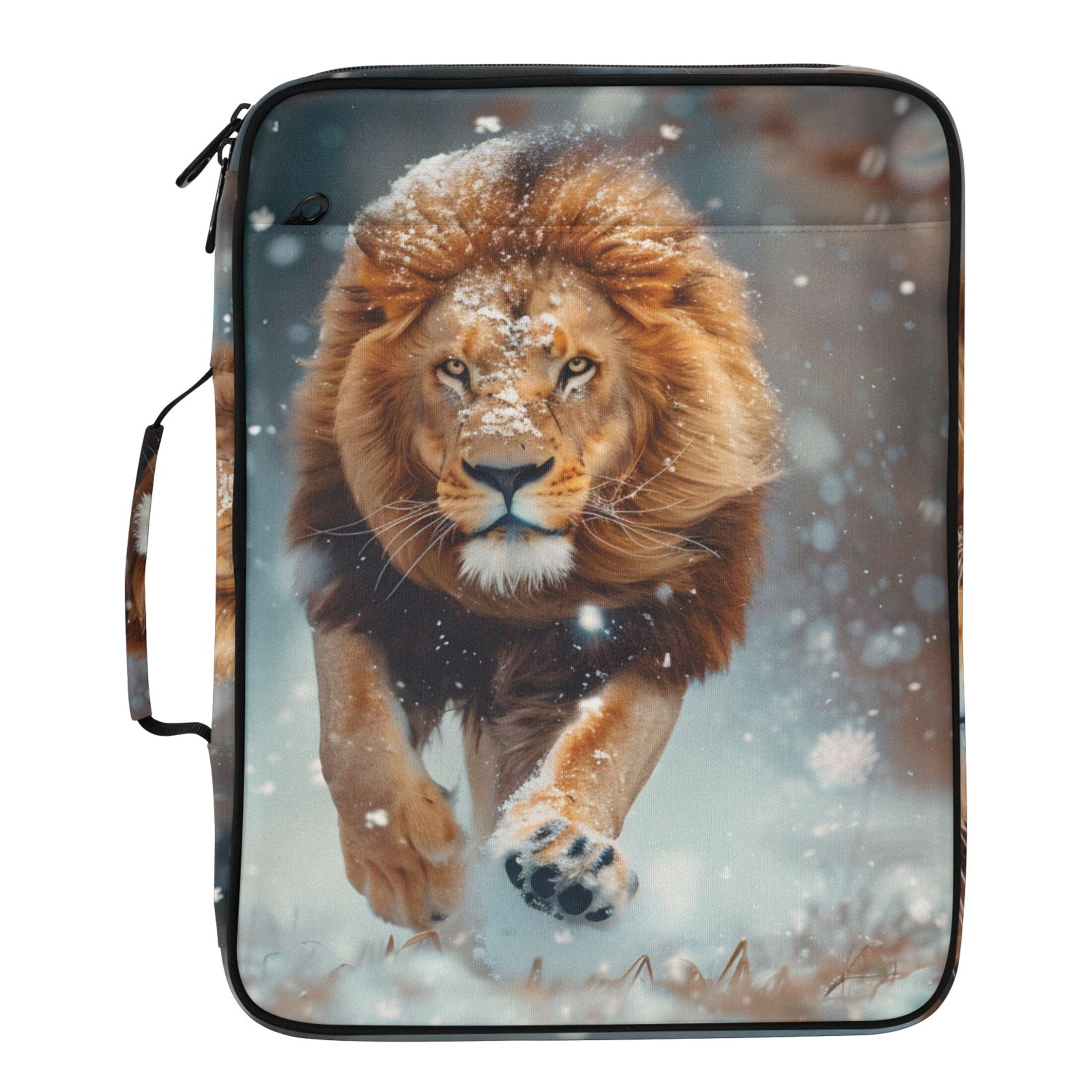 Lion Running on The Snowfield Accordion File Organizer Expanding File Folder 3-Ring Binder Bag 500 Sheets A4 Size