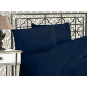 Celine Linen  Luxury Silky-Soft 1500 Series Wrinkle-Free 4-Piece Bed Sheet Set, Deep Pocket up to 16 inch, King Navy Blue
