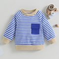thumbnail image 2 of Generic Kids Baby Boys or Girls Sweatshirts Soft Cotton Warm Crewneck Cartoon Stripes Long Sleeve Pullover Sweatshirts for Boys or Girls Fall Winter Clothes （18-24 Months Blue）, 2 of 9