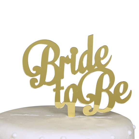 bride to be bachelorette party cake topper, gold mirror