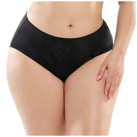 

Follure Ladies casual underwear bra Women Pantie Lace Elastic Lingerie knickers Underpants Underwear L-4XL Black XL
