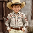 thumbnail image 2 of FINALGANG Boys Western Cowboy Shirt Kids Long Sleeve Shirts Printed Regular Fit Dress Shirt Boys' Button Down Shirts Western Festival Party Tops 4-5 Years, 2 of 4