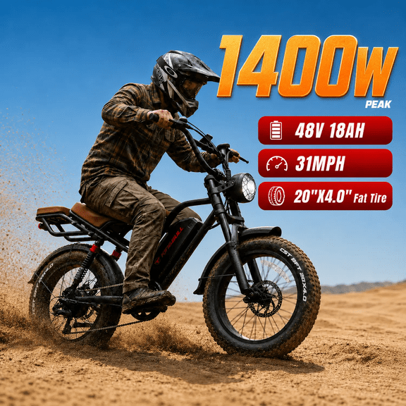 Kingbull Ranger Vintage Fat Tire Electric Bike for Adults – 750W Motor, 48V 18Ah Battery, 80 Mi Range, 28 MPH, Full Suspension, UL2849 Certified, US-Based Warranty