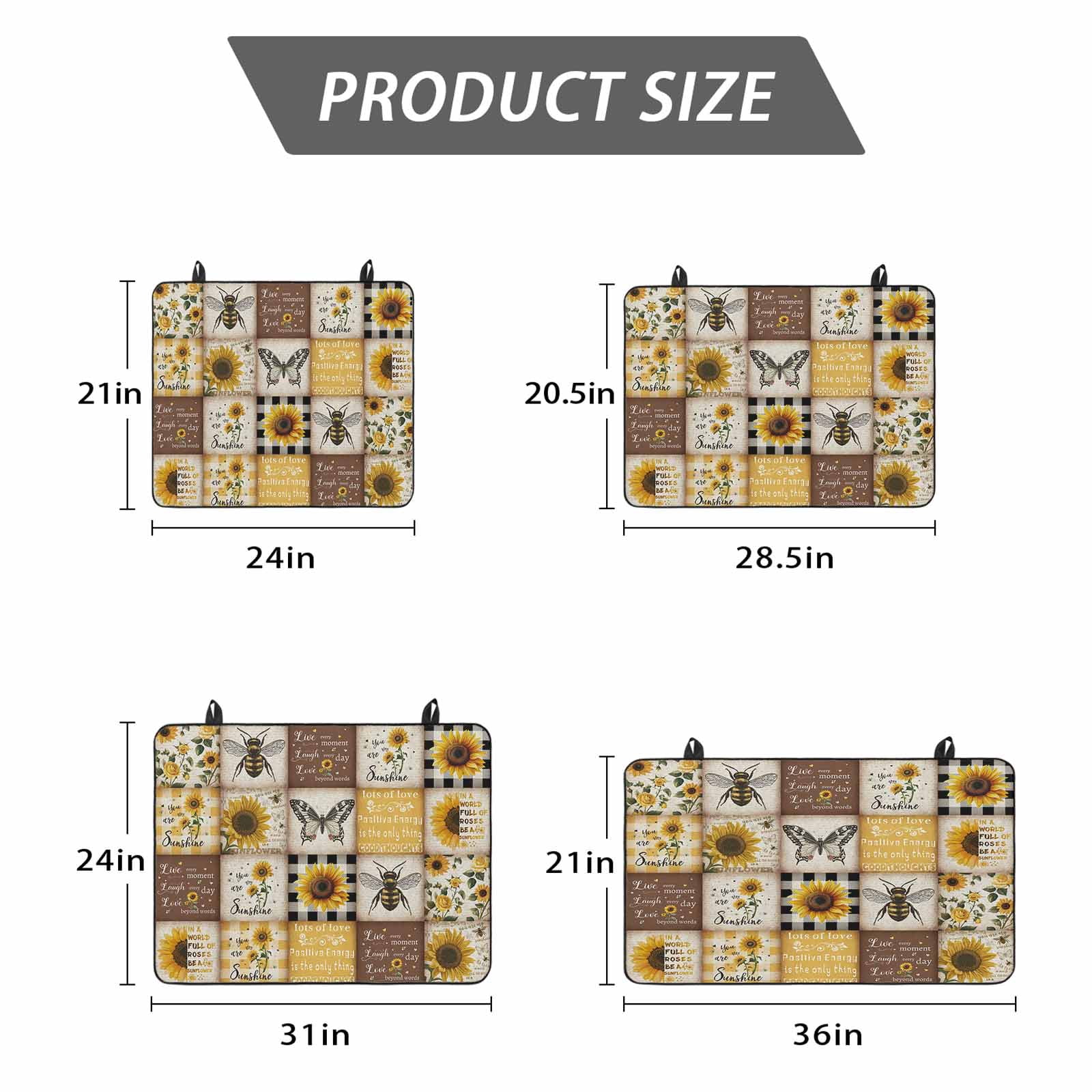 Sunflowers Stove Top Cover for Electric Stove, Heat-proof & Non Slip Glass Top Stove Cover Protector, Retro Country Butterfly Bee Floral Plaid Kitchen Flat Cooktop Rubber Mat 24x21 Inches