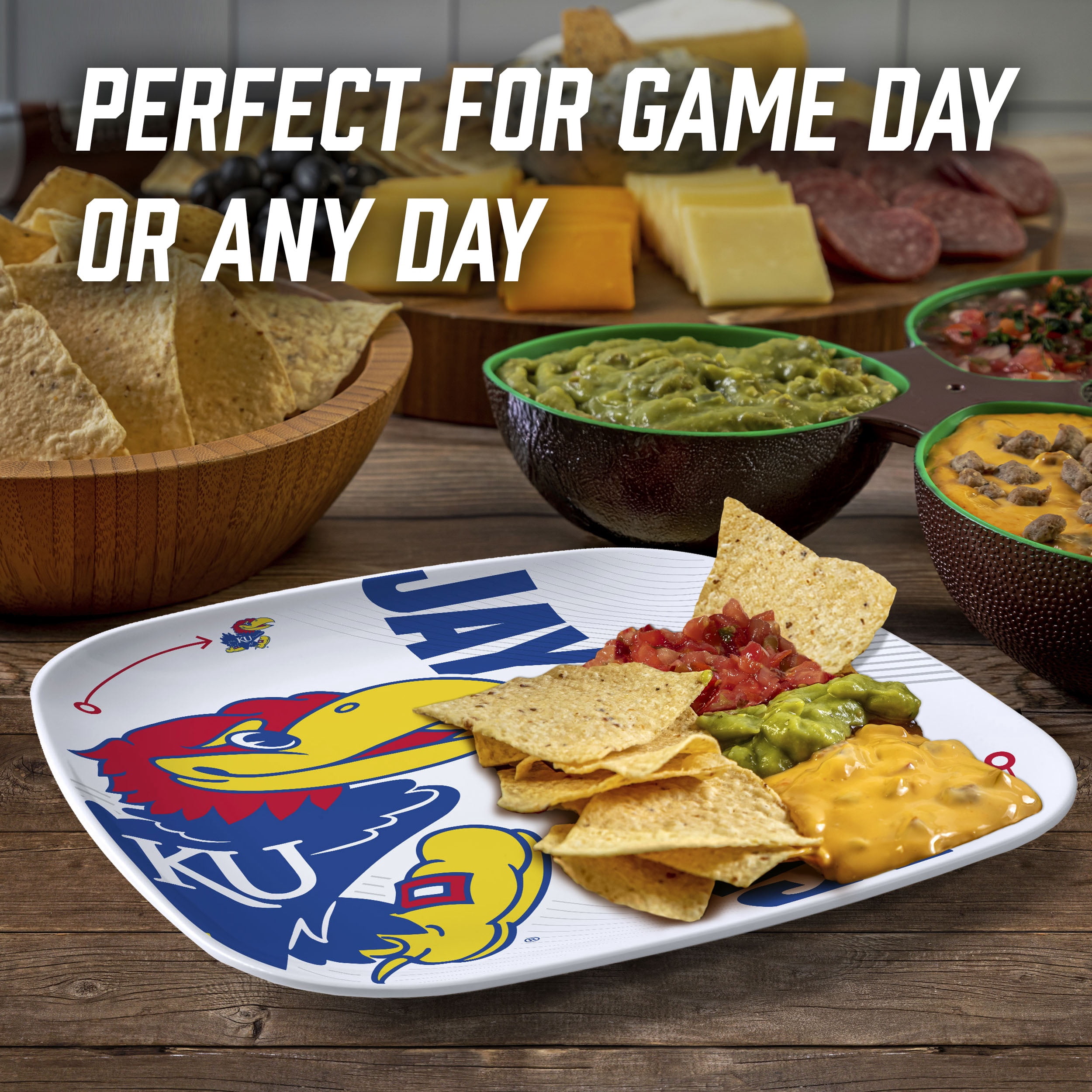 YouTheFan NCAA Kansas Jayhawks Large Party Plate