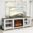 thumbnail image 6 of Sesslife Fireplace TV Stand with 18" Fireplace for TVs up to 70 inches, Modern Electric Fireplace TV Stand with Adjustable Shelves, Media Entertainment TV Console Table for Living Room, White+Brown, 6 of 8