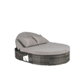 thumbnail image 4 of Outdoor Patio Round Daybed, Sun Bed with Adjustable Backrests and Foldable Cup Trays, Reclining Outdoor Lounger Wicker Rattan Patio Daybed with Cushions and Pillows for Backyard Poolside, 4 of 6