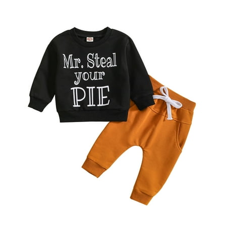 

TJAZFJPA Newborn Halloween Costume Boy Toddler Kids Boys Outfit Letters Prints Long Sleeves Tops Sweatershirt Pants 2Pcs Set Outfits Newborn Halloween Costume Boy Baby Clothes Boy
