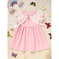 thumbnail image 3 of MORTTIC Girls' Pink Smocked Birthday Dress Summer Short Sleeve Detachable Collar "Birthday Girl" Embroidery Knee-Length Party Dress, 3 of 9